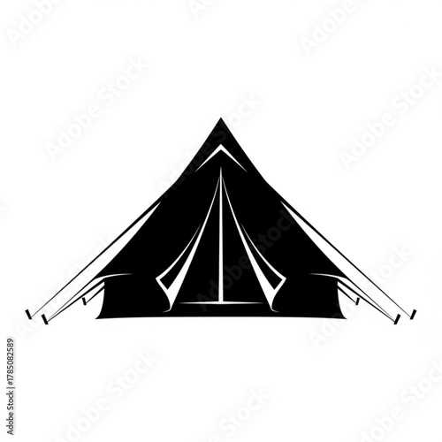 Black silhouette of a bell tent isolated on white background