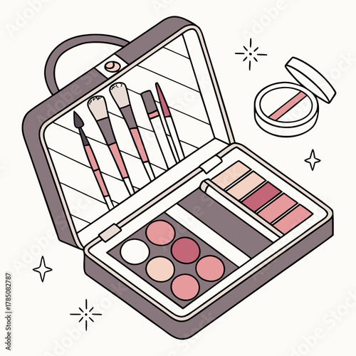 Makeup kit with brushes and eyeshadows