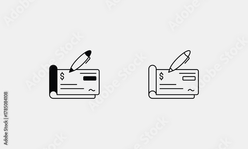Bank Check icon set vector stock illustration