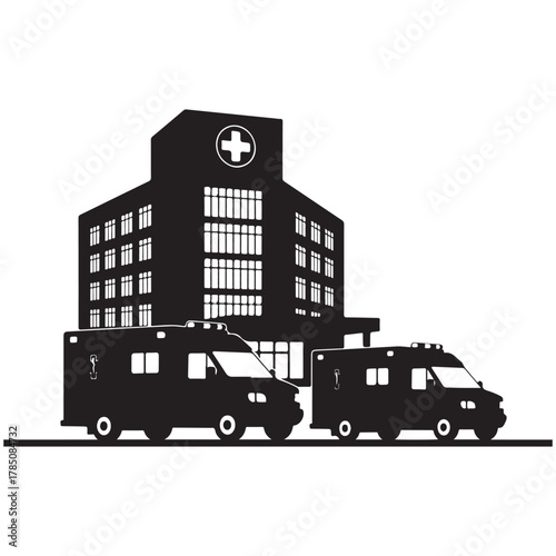 medical ambulance silhouette vector icon 