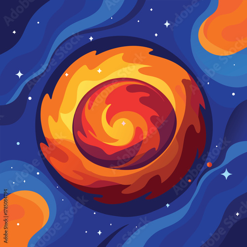Fiery Planet Swirl in Cosmic Nebula space galaxy