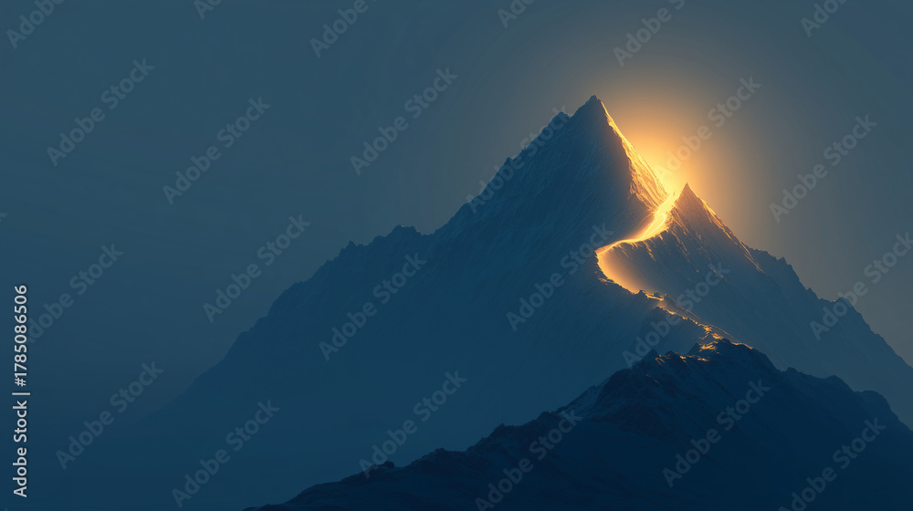 Fototapeta premium Sunset Illuminating Mountain Peak