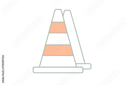 Outline of traffic cone with peach reflective bands