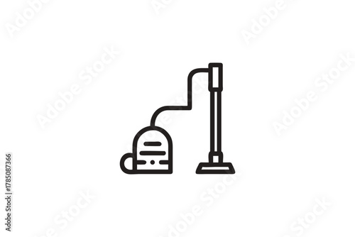 Minimalist Canister Vacuum Cleaner Outline Icon for Efficient Home Cleaning