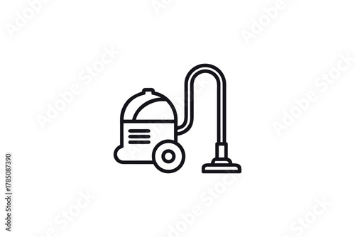 Modern Canister Vacuum Cleaner Appliance Outline Icon for Home Cleaning Tasks