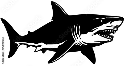 Deep Sea Silhouette: Fierce Monochrome Shark Icon
