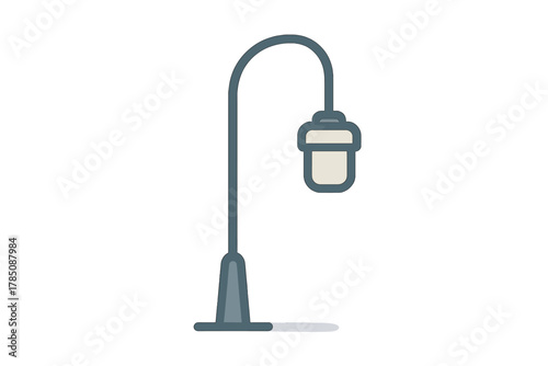 Curved street lamp icon featuring a muted color palette
