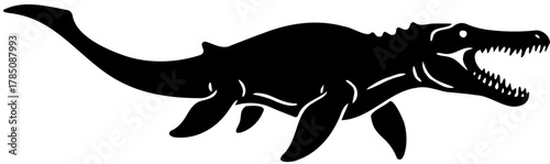 Ancient Underwater Predator: Mosasaur Logo with Open Jaws