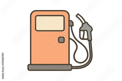 Simple gas pump icon with fuel nozzle and hose graphic