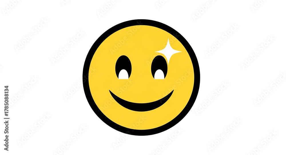 Fototapeta premium Yellow happy smiling face emoticon vector symbol on a white background