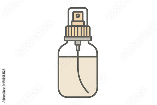 Minimalist cosmetic spray bottle with light liquid content for beauty products