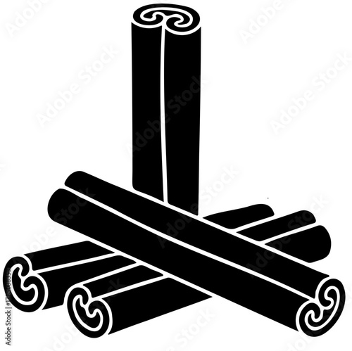 Aromatic Cinnamon Sticks Black Vector Icon