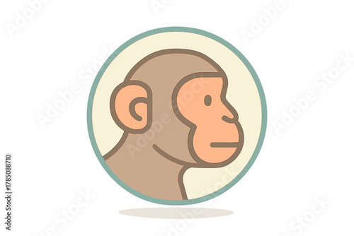 Stylized chimpanzee head profile icon in muted colors