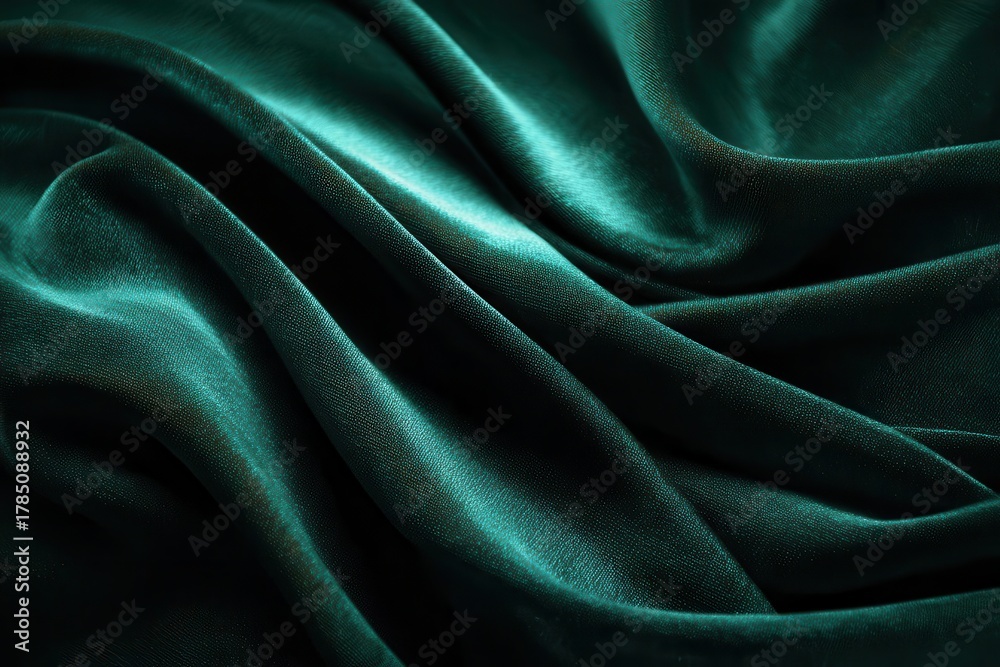 Fototapeta premium Elegant Teal Fabric Texture, Satin Drapes, Rich Backgrounds