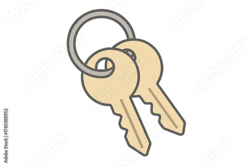 Two house keys connected by a metal split keyring