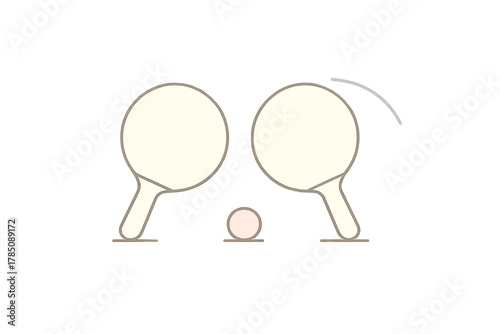 Table tennis paddles and ball icon set for sport game concept