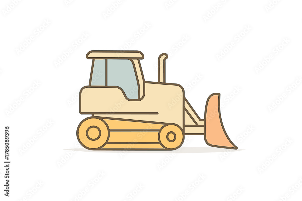 Fototapeta premium Simple bulldozer side view construction vehicle icon