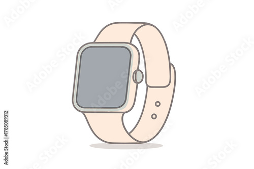 Minimalist pink rectangular smartwatch with blank screen and side button
