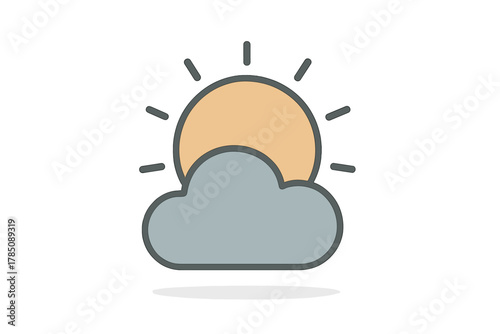Partly cloudy weather icon showing sun partially hidden behind a stylized cloud