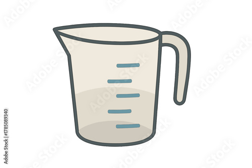 Translucent kitchen measuring cup with volume markings and handle