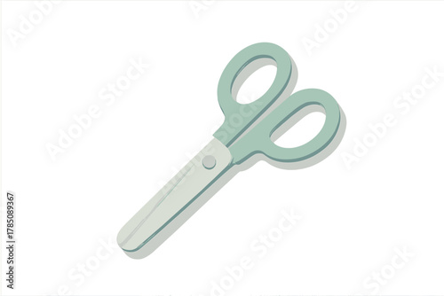 Light green scissors with rounded handles isolated on white background