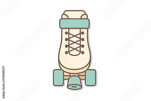 Retro quad roller skate front view icon with pastel color accents