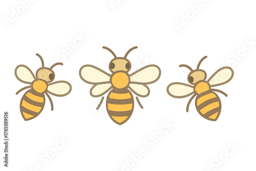 Charming group of stylized honey bees flying in formation