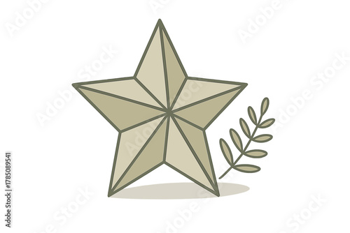 Five point star award emblem accented with laurel branch