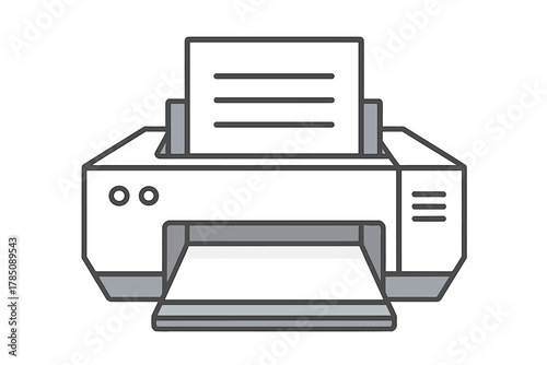 Minimalist printer device icon showing paper output