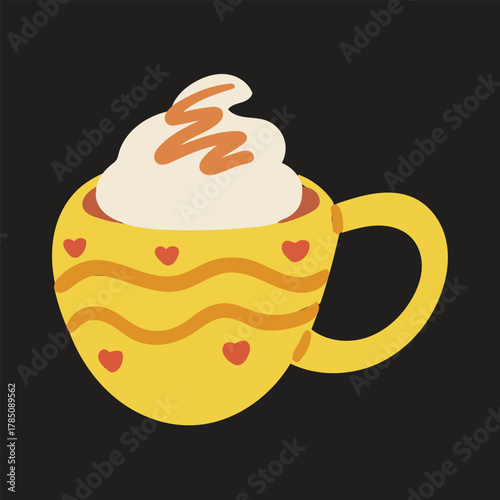 Cup of tea with cake and lemon illustration icon