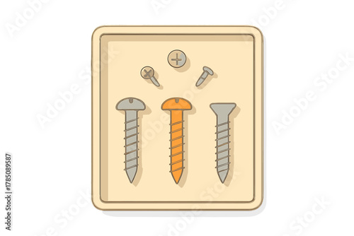 Collection of assorted wood screws and metal fasteners displayed on light background