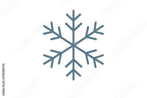 Minimalist blue snowflake line art symbol with subtle shadow detail