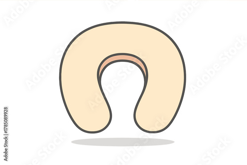 Beige U-shaped travel neck pillow with subtle lining detail