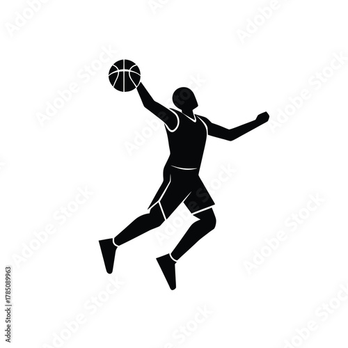 Basketball Player Dunking Silhouette Sport Action Game Athlete Jump Shot Competition Hoop Court Team Skill Victory