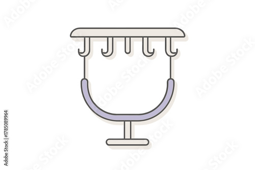 Minimalist jewelry stand with hooks and hanging support structure