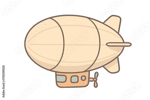 Cute cartoon airship dirigible transport isolated on white background