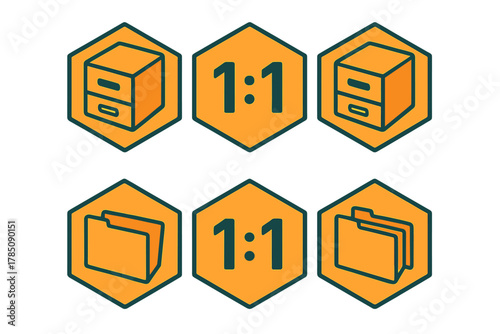 Collection of archive and folder icons featuring aspect ratio symbol