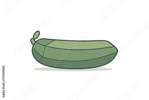 Stylized green pickle with stem detail isolated on white background
