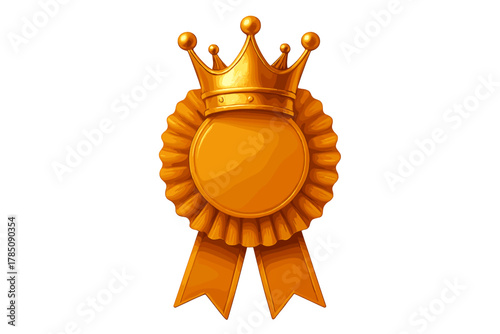 Golden award ribbon with royal crown and blank center space