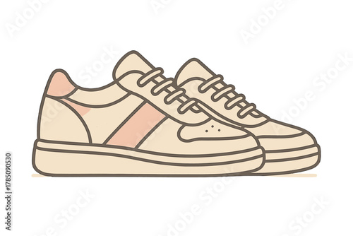 Casual low top sneakers with beige and pink accents