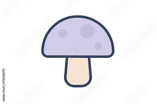 Cartoon purple mushroom with spots on cap
