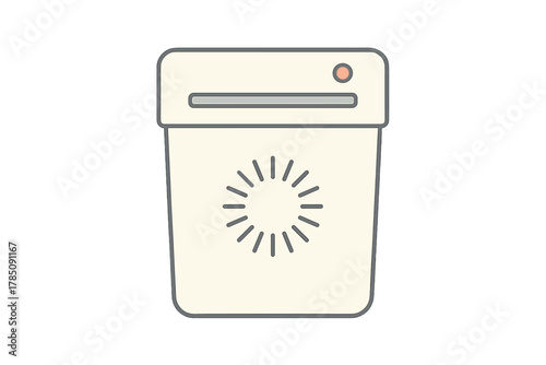 Minimalist graphic of a paper shredder machine for secure document destruction