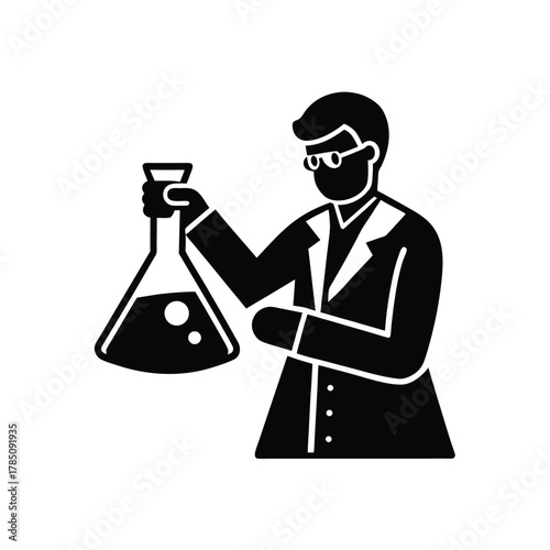 Scientist Silhouette: Medical Research, Lab Experiment, Chemistry Science, Doctor Biology, Biochemistry Pharmacy, Healthcare