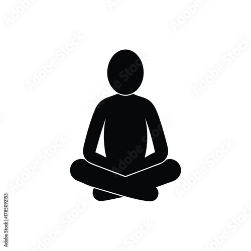 Meditation Pose Silhouette: Lotus Position, Yoga, Zen, Spiritual Practice and Mindfulness Illustration on Isolated Background