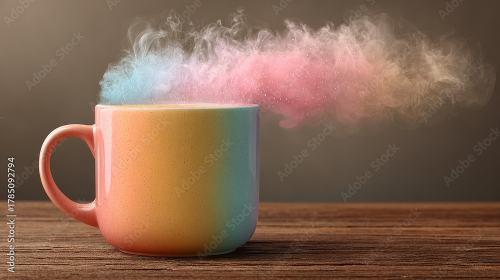 Obraz premium Rainbow Mug with Magical Steam