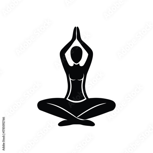 Yoga Meditation Silhouette. Relaxing Pose Vector Illustration Isolated on White Background for Wellness, Spiritual Practice and Healthy Lifestyle