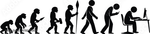 Humanity's journey: from ape to modern digital technology user