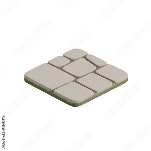 Isometric Cobblestone Paver Tile Square Outdoor Surface Pattern