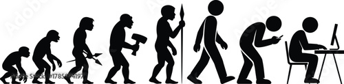 Papier peint The evolution of mankind from caveman to modern digital age.