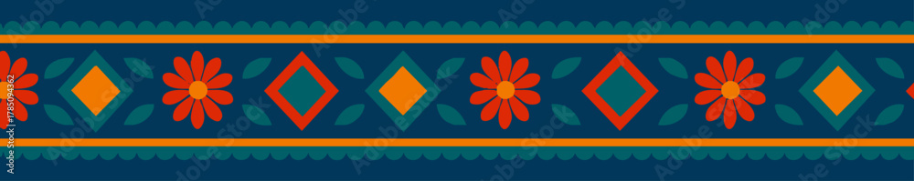 Obraz premium Ethnic Blue Truck Greeting Card Inspired by Pakistani Art